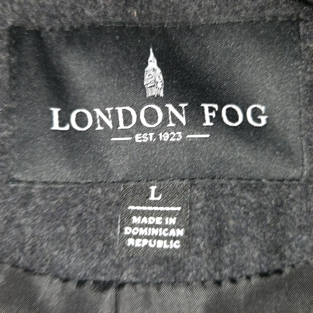 LONDON FOG Jacket Single Breasted Gray Wool Blend Pea Coat Women's Size Large - Picture 2 of 9